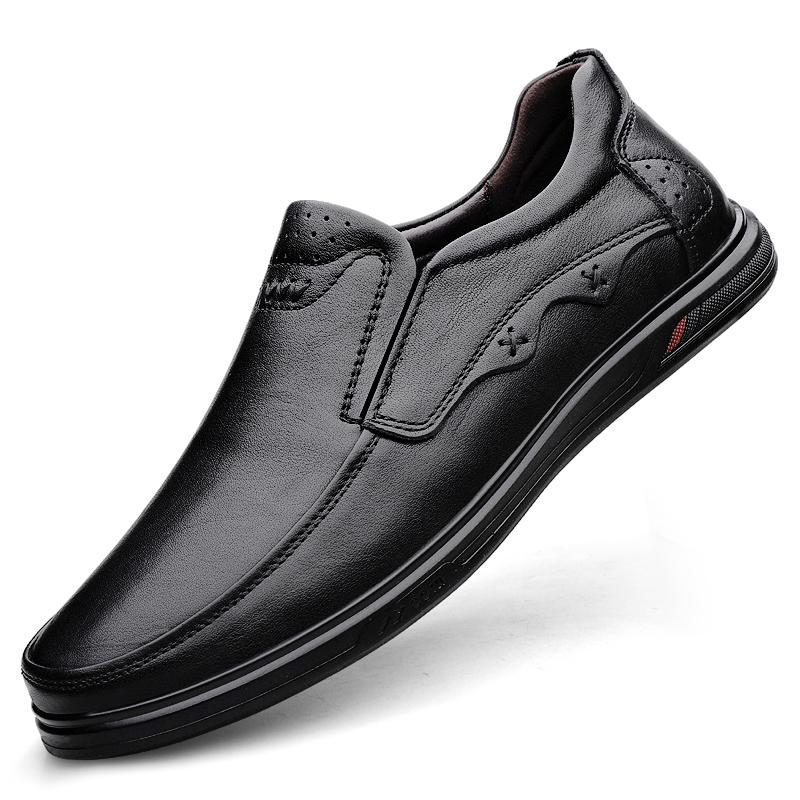 Fashion Male Business Loafers Classic Slip on Flats Casual Footwear New Antiskid Driving Shoes Genuine Leather Men Boat Shoes Breathabl