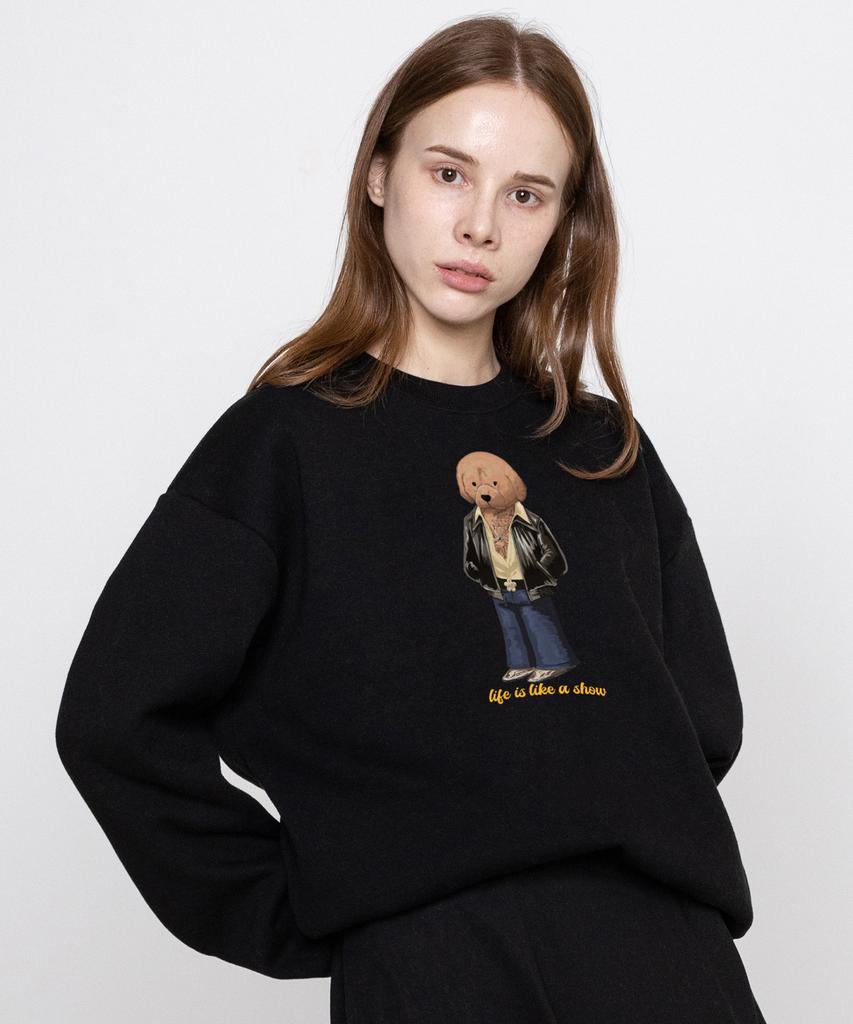 GRAVER [Unisex] Tattoo Dog Perito Sweatshirt_Black