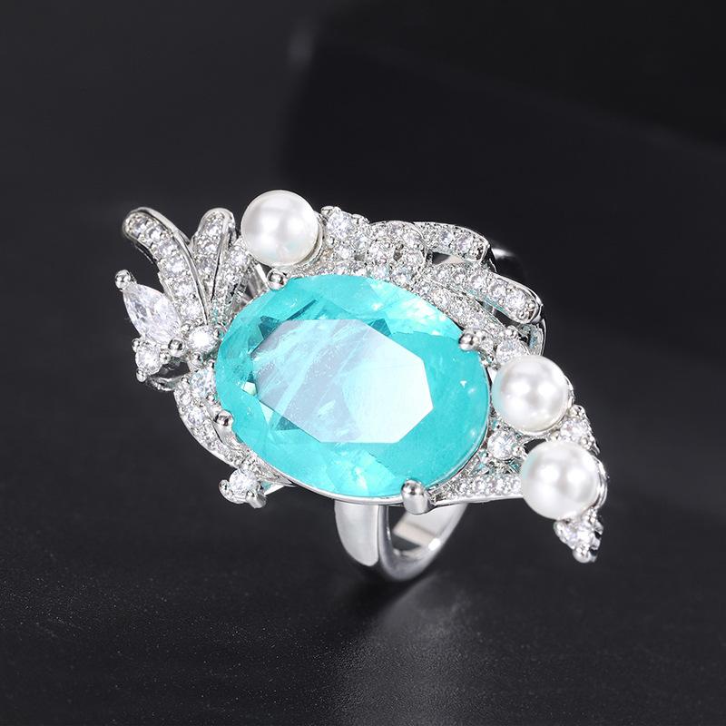 

Wind Para Blue Simulation Earrings Necklace Jewelry Set Earrings Pendant Fashion