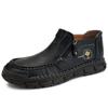 Men's Leather Boots Zipper Low Top Casual Shoes Outdoor Driving Handmade Shoes 39-48