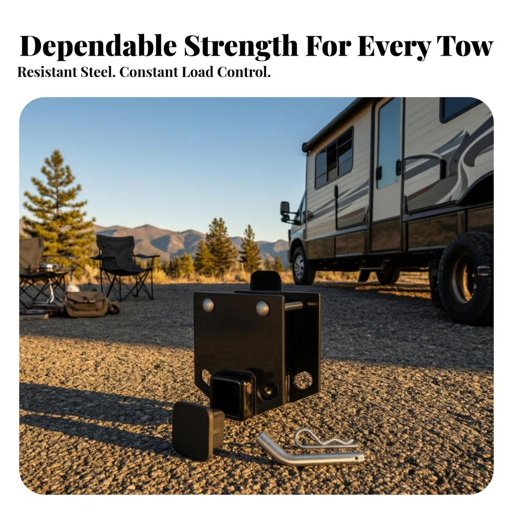 Bumper Hitch Receiver Square-Tube Hardware Powder-Coated for Travel Trailers