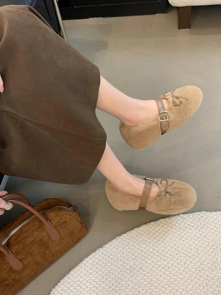 

внутренние увеличивающие рост пушистые туфли для женщин для ношения на улице зимой, зимние универсальные велюровые туфли-бини, женские туфли из норки на мягкой подошве, Мэри Джейн 40