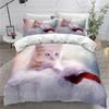 3D Cat Duvet Cover Set Luxury Cute Kawaii Animal with Pillowcase Queen King Full Size Polyester Bedding Set for Kids Boys Girls