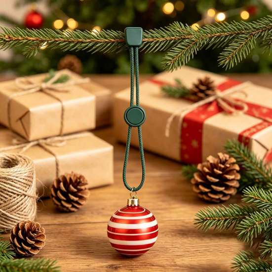 Decorative Garland Hangers 12 Pcs Christmas Hanger Ribbons, Silicone Ornament And Strings for Holiday Party Decor Accessories Tree, Adjustable Sliding