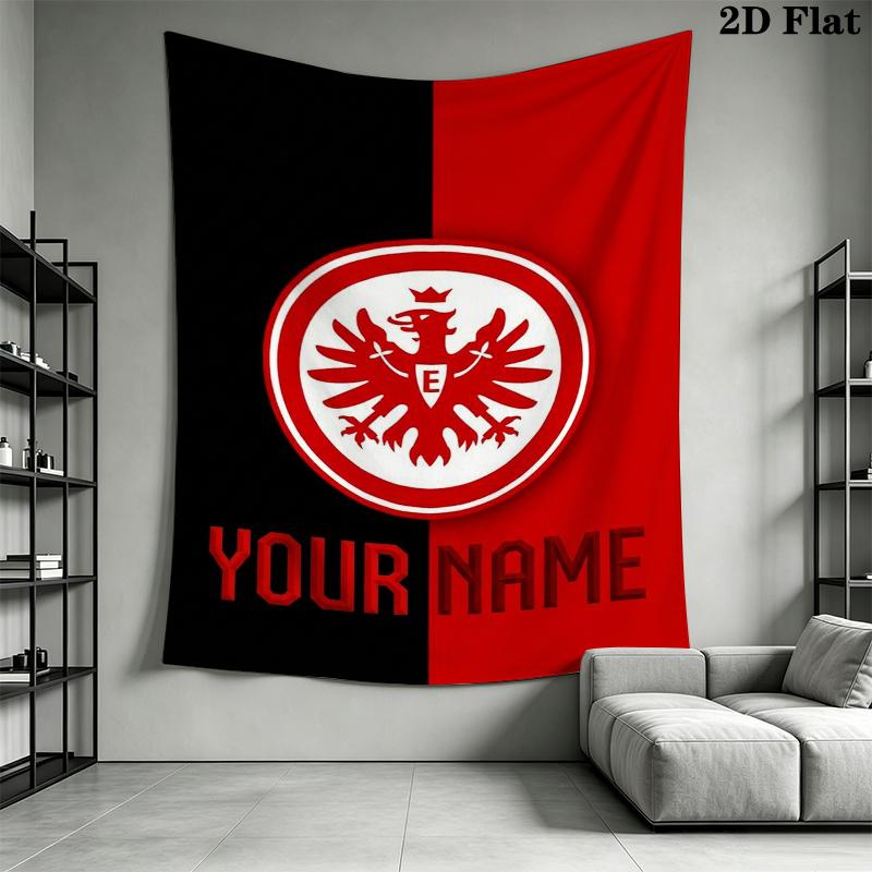 Tapisserie murale Eintracht Frankfurt avec nom personnalisé Accrochage mural esthétique Couverture en tissu imprimé Tapisseries décoratives pour chambre à coucher salon Décoration de maison