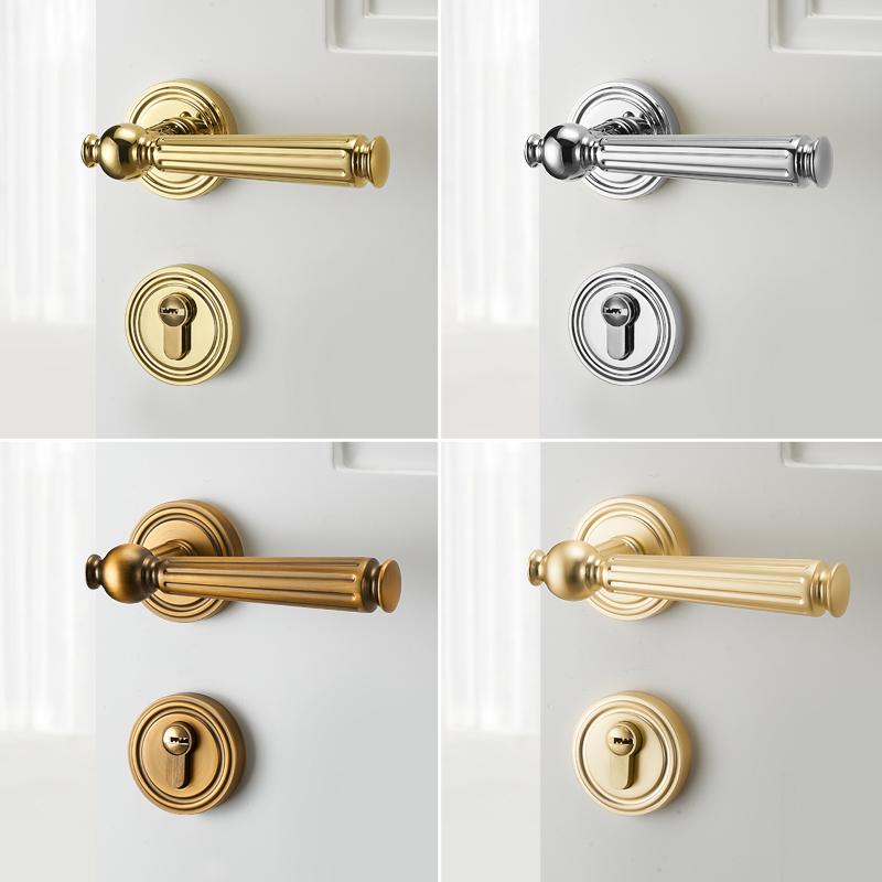 Bedroom Wooden Door Lock, Retro Split American Style Silent Handle Lock