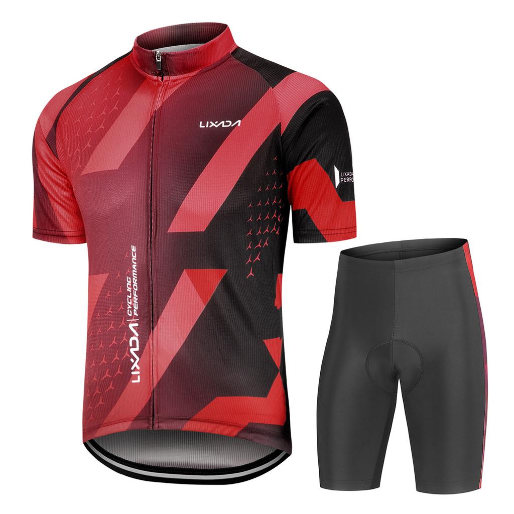 Cycling Clothing Set Men Breathable Quick Dry Comfortable Short Sleeve Jersey and Padded Shorts Cycling Clothing Set