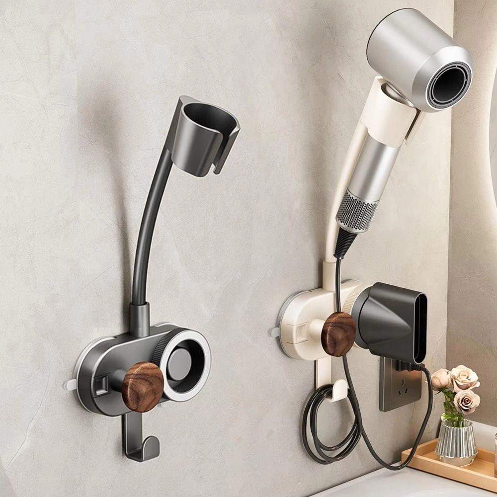 360 Degree Rotation Hair Dryer Holder Non-punching Blow Dryer Storage Shelf Toilet Organization