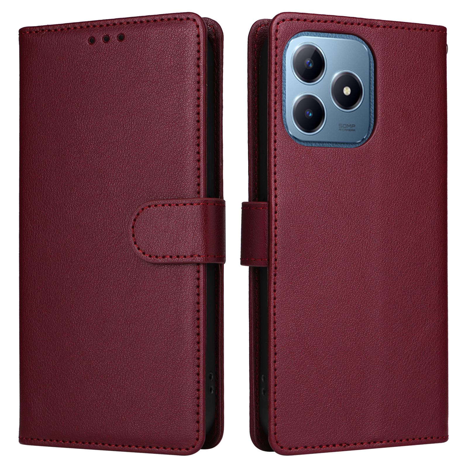 

Чохол-гаманець для телефону Realme Note 60/Note 60x 4G/C61 4G/C61 (Індія) 4G/C63 4G/Narzo N63 4G Чохол з ПУ шкіри Wine Red