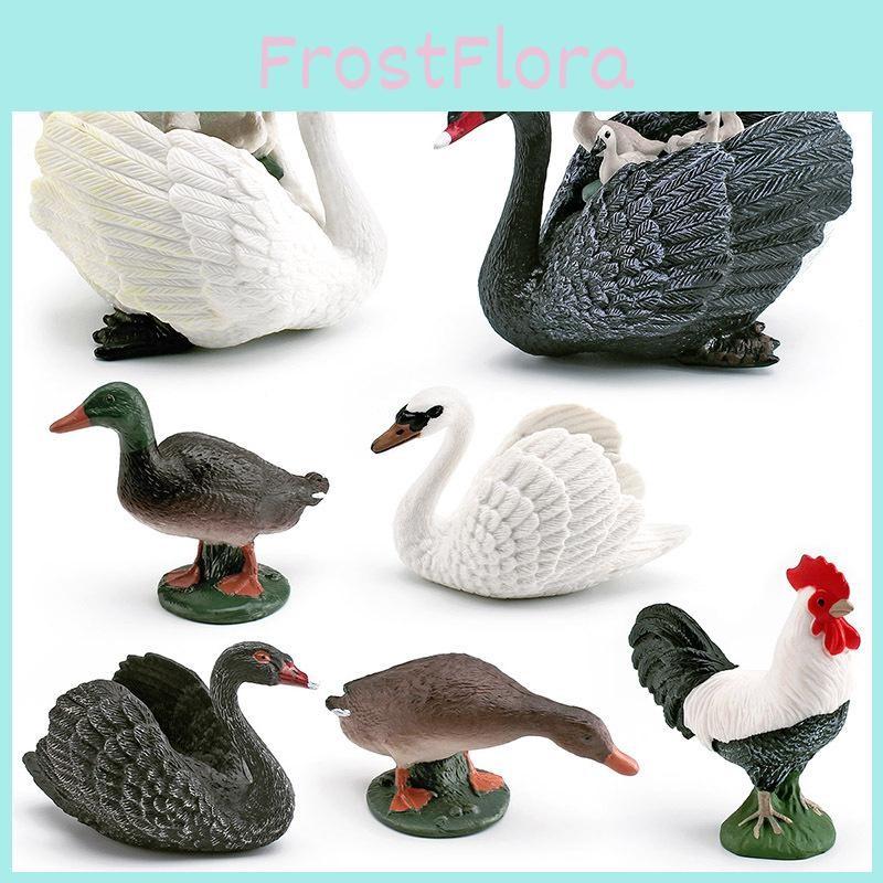 Realistic Figures Animal Model With Ducks Rooster Swans For Display Decorative