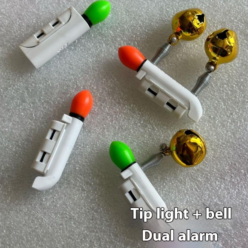 1 Piece Double Bells Rod Clip Fishing Bite Alarms Fishing Rod Bells Ring Induction Lamp Bright Night Flash Led Without Battery