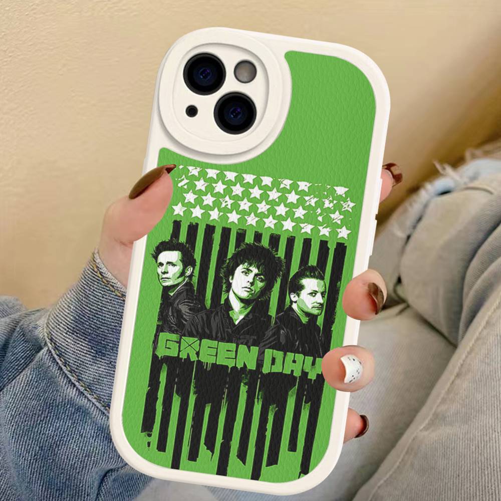 Rock Band G-Green Day Leather Phone Case For IPhone 15 14 13 Pro Max 12 11 16 Plus Phone Cover
