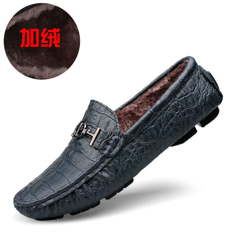 Autumn Doudou Shoes Men's British Sneakers Leather Lazy Shoes Casual Fashion Leather Shoes Large Size Business