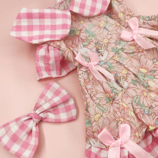 Summer Hawaii Dog Dress Floral Pattern Pet Skirt with Bow Decorations Breathable Comfortable Pet Dress