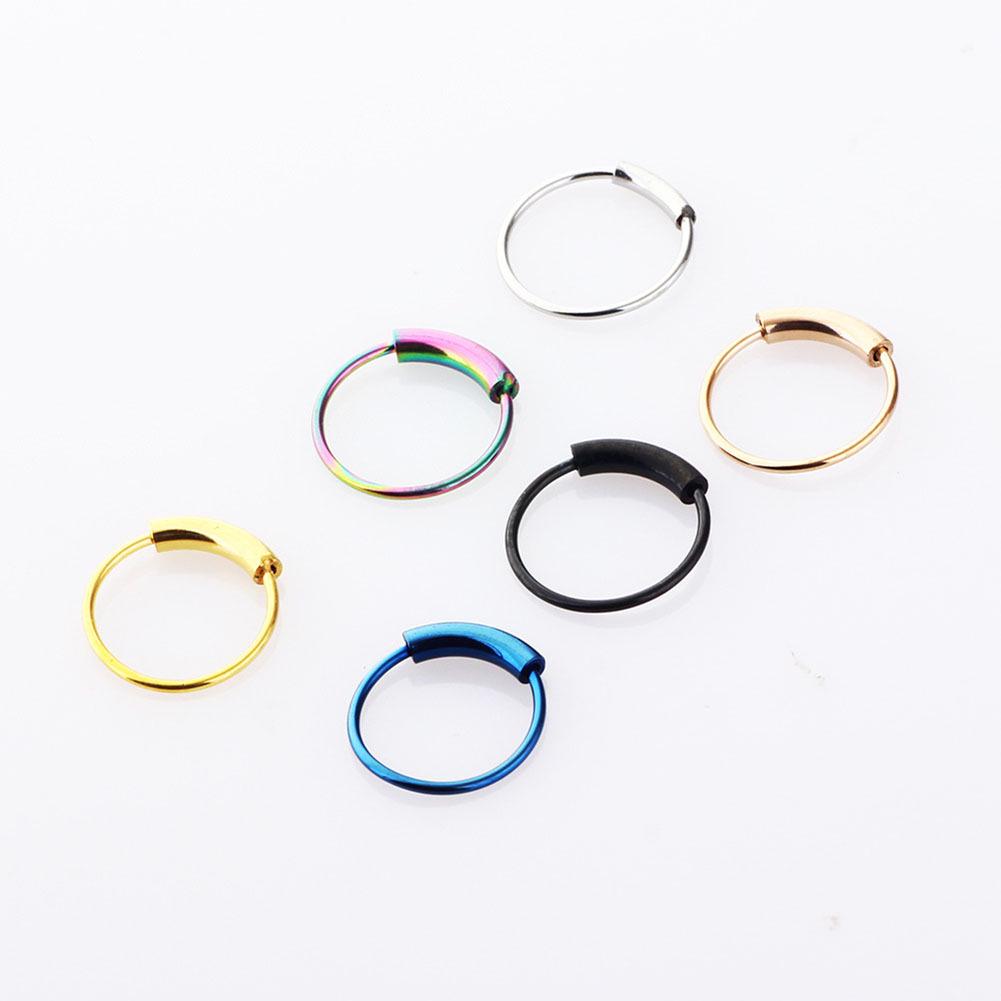 Round Stainless Steel Fake Septum Nose Ring - European & American Style Body Jewelry