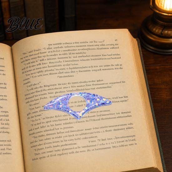 Hands-free Page Holder Shimmer Clip Holder Opener Transparent Thumb Book Reading Accessory Bat Heart Shape Plastic Bookmark for Lovers