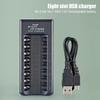 USB Output 8 Slots Fast Charging Short Circuit Protection for 1.2V NiMH AAA/AA Batteries Charger Rechargeable Battery Charger