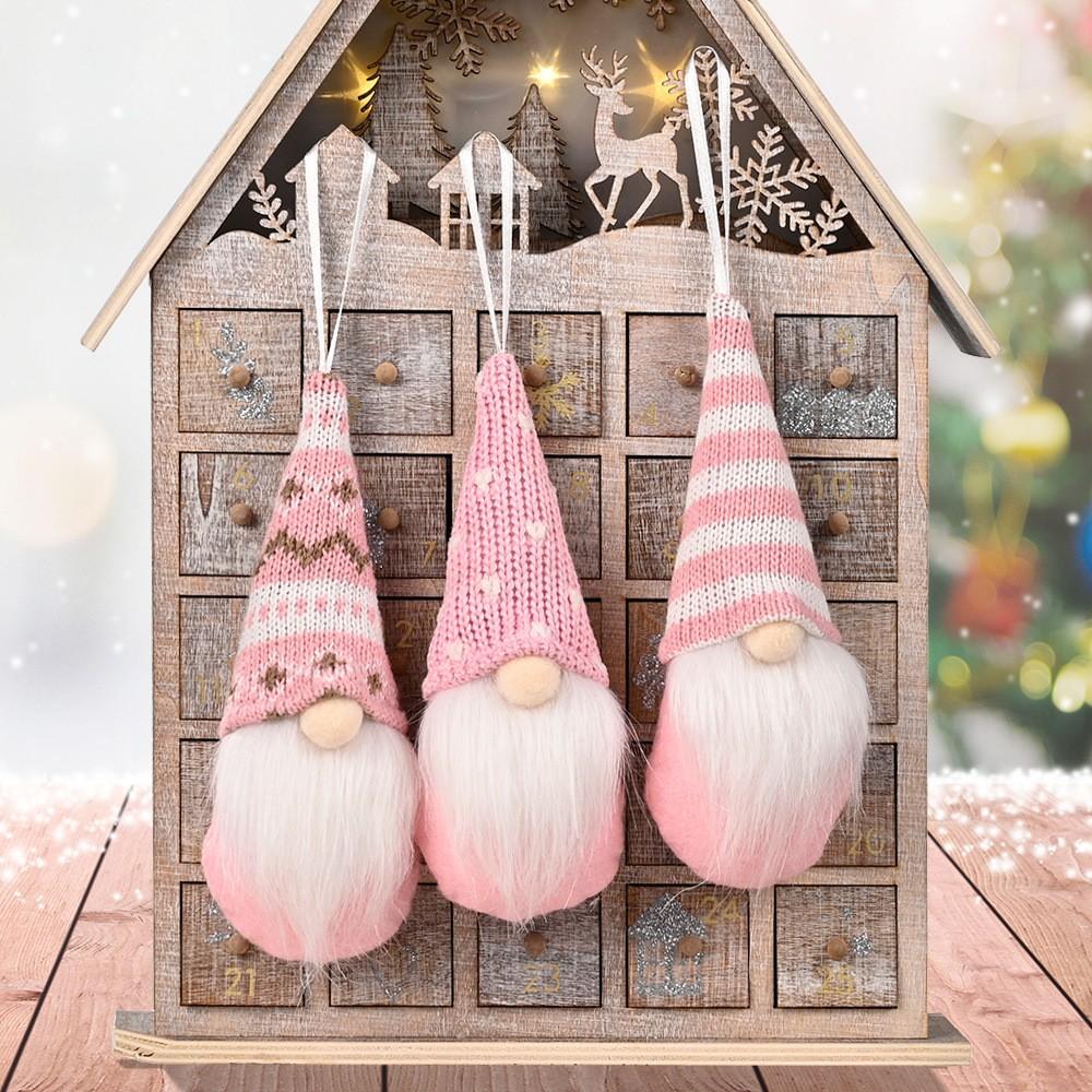 Knitted Woolen Christmas Gnome Doll for Elf Doll Xmas Tree Hanging Decoration Made with Fabric and Artificial Wool