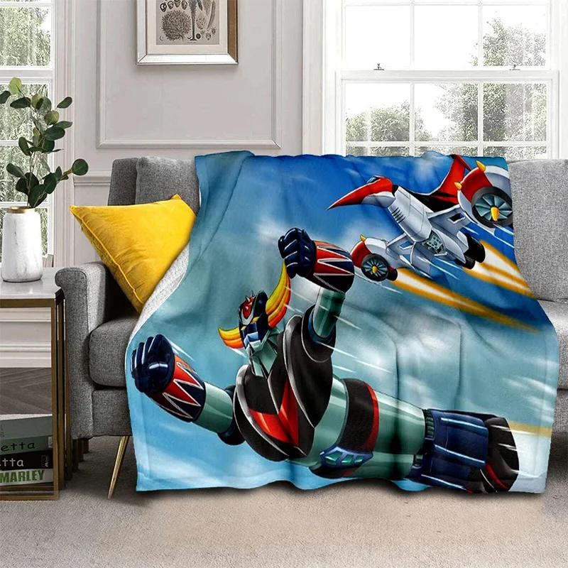 Cartoon UFO Robot Grendizer Anime Blanket,Soft Throw Blanket for Home Bedroom Bed Sofa Picnic Travel Office Cover Blanket Kids