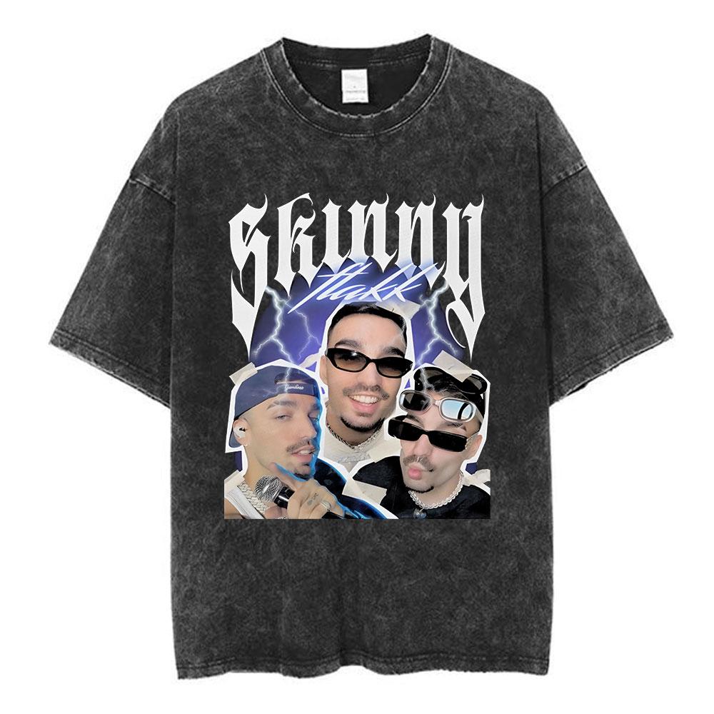 Rapper RELS B Skinny Flakk Tour Vintage Gewaschenes T-Shirt Herren Kleidung Hip Hop Übergroßes Kurzarm-T-Shirt Baumwoll-T-Shirts