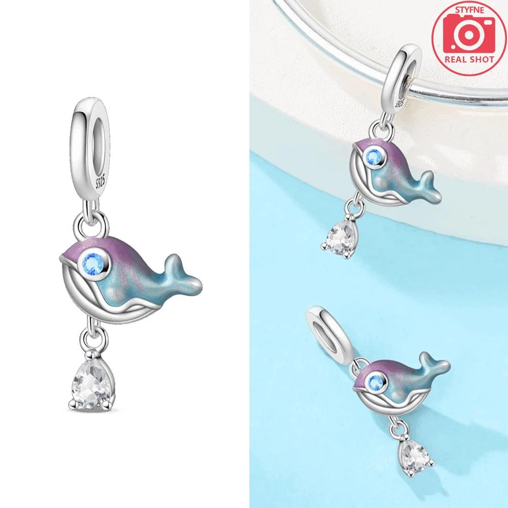 

White Waterdrop Zirconium Stone Red Fish Whale Pendants Genuine Copper Women DoItYourself Jewellery Accessory Gifts Crafting