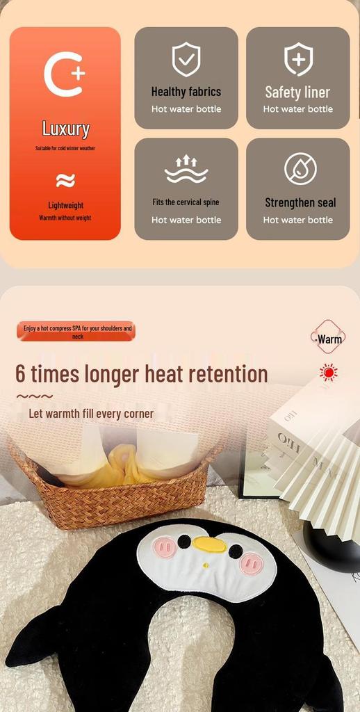 Zhuo Chen U-shaped Shoulder & Neck Hot Water Bag - Thickened, Explosion-proof, Warm Compress for Cervical Physiotherapy