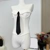 Slim Fit Women Corset Necktie Crop Tube Tops Elegant Strapless Sliming Vest  Spring Summer