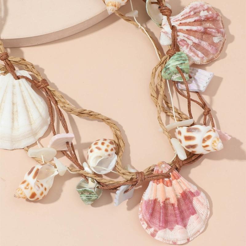 Unique Starfish Shell Choker Necklace for Women Retro Large Conch Collar Necklace Statement Pendant Neck Jewelry Gift