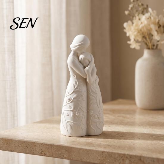 Romantic Anniversary Gift Mother and Daughter Hugging Figurine, 3D Printed Warm Family Sculpture, Modern Artistic Home Decor Tabletop for Living Room