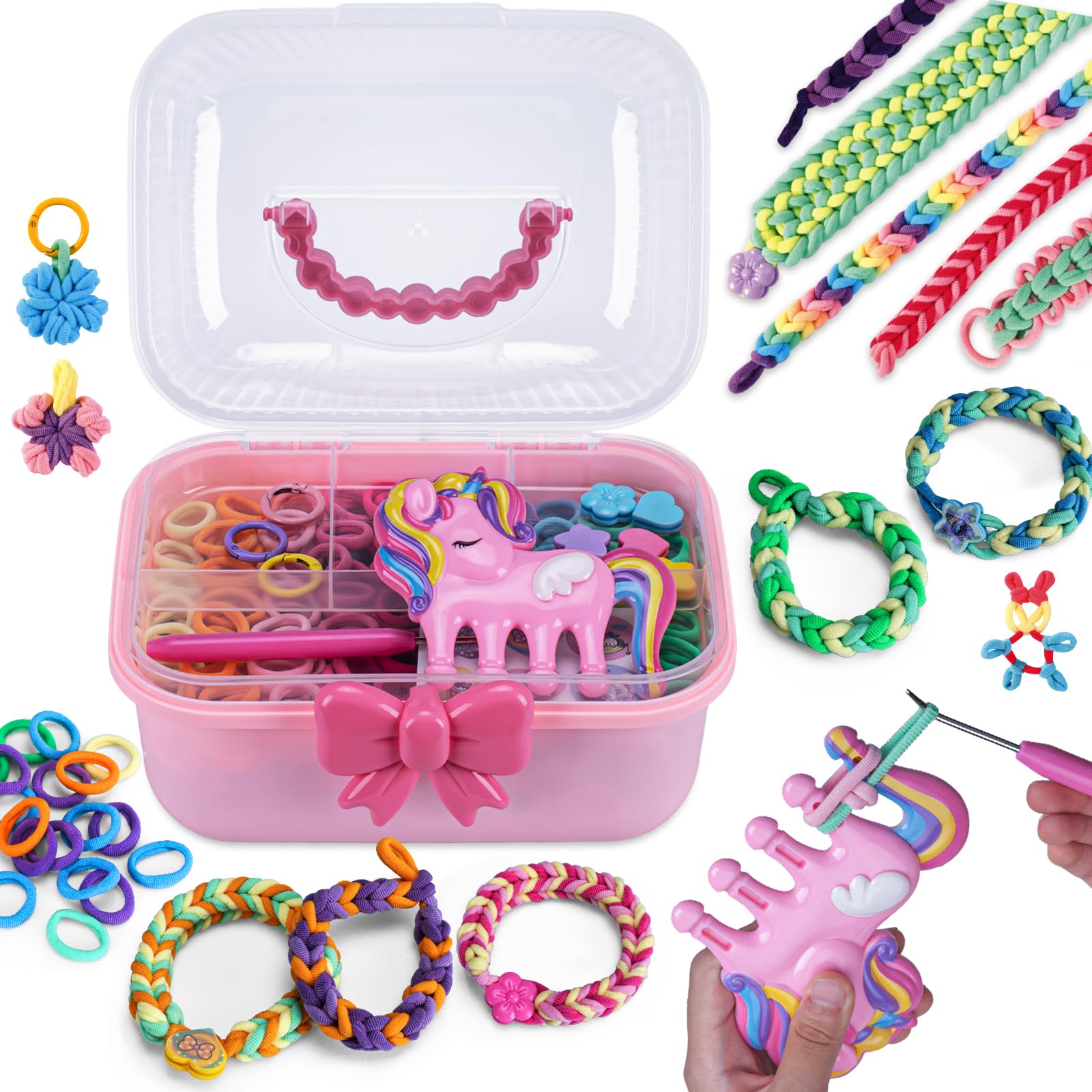 Набор для изготовления браслетов дружбы для детей, создание игрушек для девочек, браслетов, ожерелий, колец и других аксессуаров. Включает футляр для хранения. Сделай сам