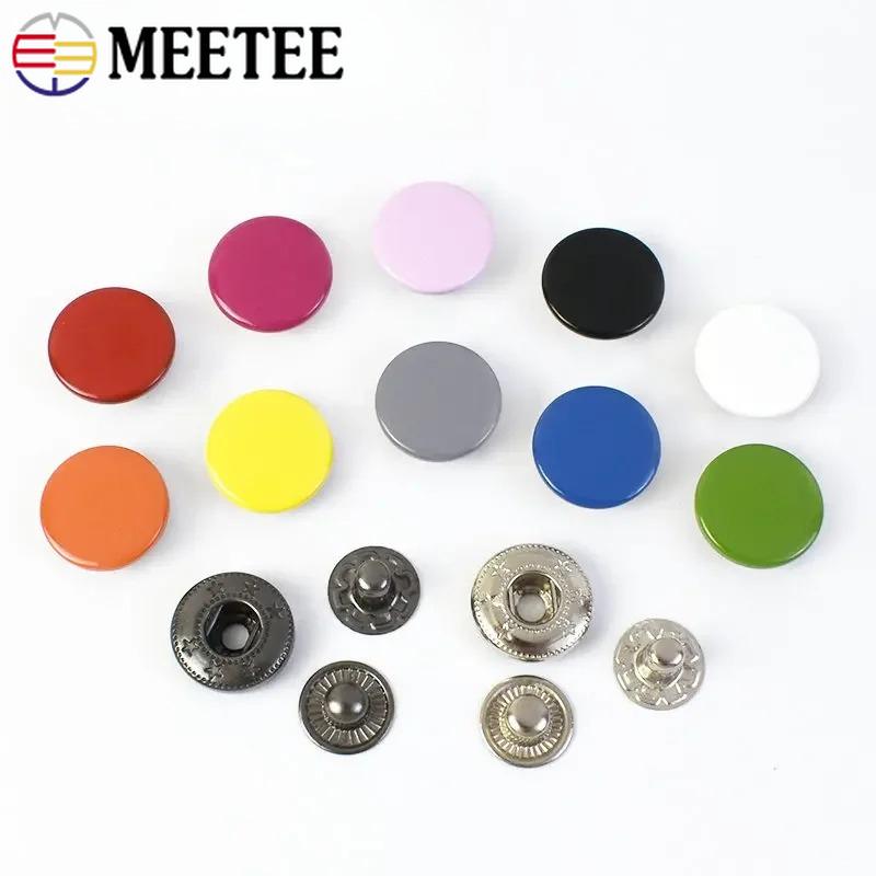 Meetee 100Sets 10-17mm Metal Button 14 Colors Press Studs for Leather Clothes Bags Decor Snap Fasteners Kit Sewing Accessories