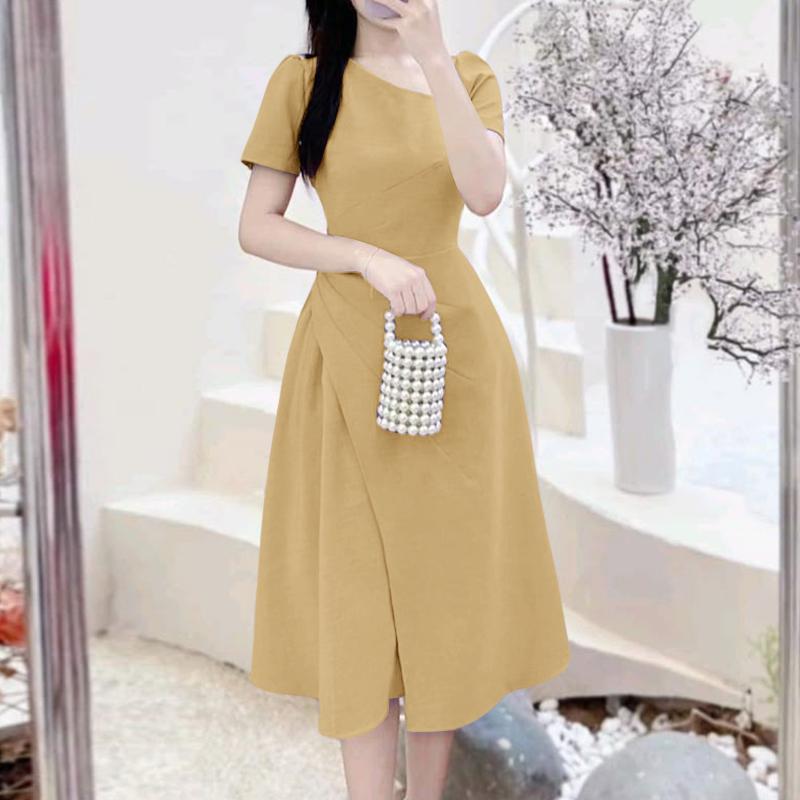 ZANZEA Women Casual Irregular V Neck Summer Short Sleeve Dress