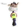 Wear-resistant Dog Toy Plush Squeaky Animal Head Tennis Ball Chew Interactive Teeth Cleaning Rope Knot Teething for Medium Large Dogs Tug-of-War Soft