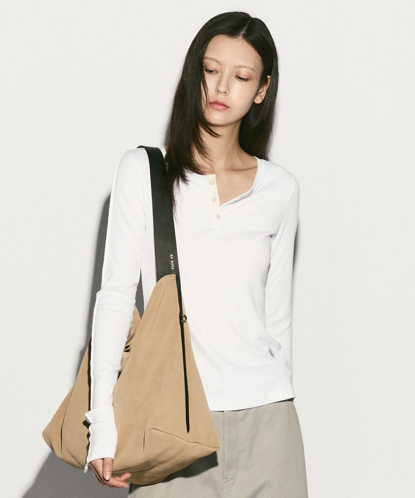 Re Rhee Cowhide Strap Hobo Bag Beige