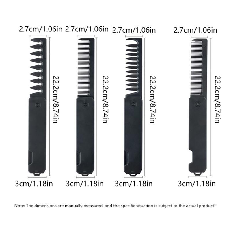 Professional 3 In 1 Pocket Folding Combs Wide Tooth Oil Head Comb Beard Combing Barber Hair Clipper Comb Salon Hair Styling Tool