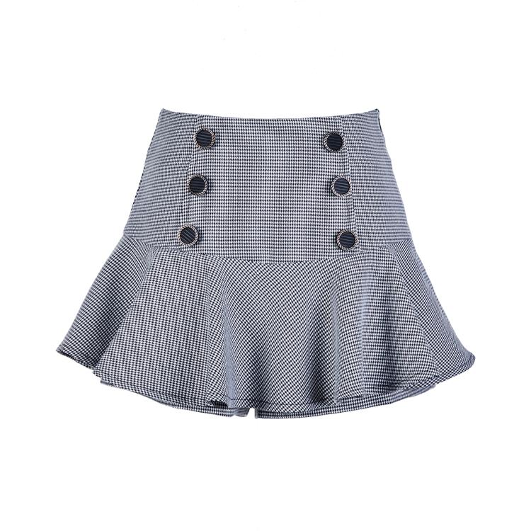 J Jane Check Button Flower Skirt (Black)
