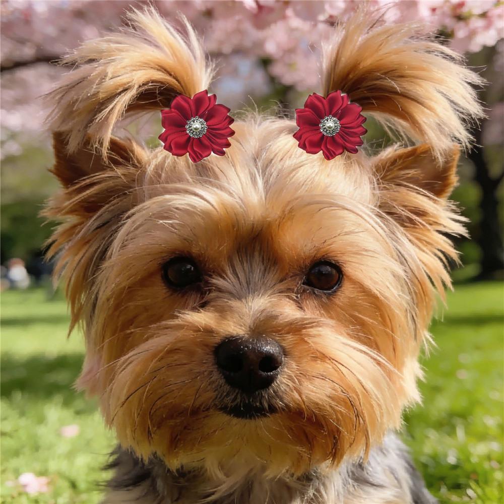 50/100pcs Flowers Dog Bows Small Dogs Hair Bows Fashion Pet Hair Accessories Pet Dog Grooming Bows Pearl Style Dogs Hair Bow