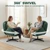 Modern Wingback Accent Chair, Velvet Armchair with Four-Star Base, S-Springs, Swivel, Dark Green