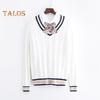 Maglione unisex scollo a V manica lunga coppie uniformi scolastiche vestibilità ampia design color-blocking trama intrecciata stile preppy maglie a maglia
