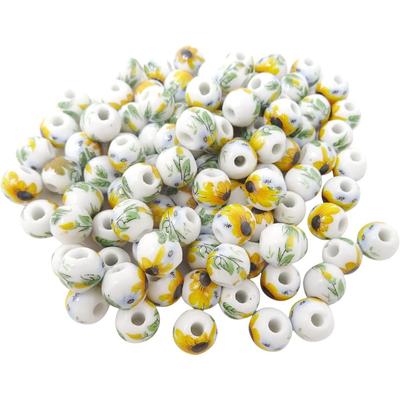 Perles en céramique, fleurs en porcelaine, perles rondes, perles espacées, perles décoratives, boucles d'oreilles, bracelets, loisirs créatifs, 20/40/60 pièces