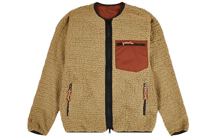 Converse Velvet Jackets Unisex Milk Tea Beige Crew Neck Thickened And Fleece Lined 10021950-A04 XL