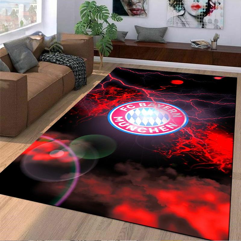 "FC Bayern München Logo Carpet with Red Lightning Design Floor Mat" Suitable for Use As an Anti-slip for Living Room Bedroom Sofas