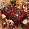2D Flat 1pc - Festive Red And Green Plaid Snowflake Tablecloth - Suitable for Christmas And New Year Decorations, Winter Tablecloth, Made of Polyester