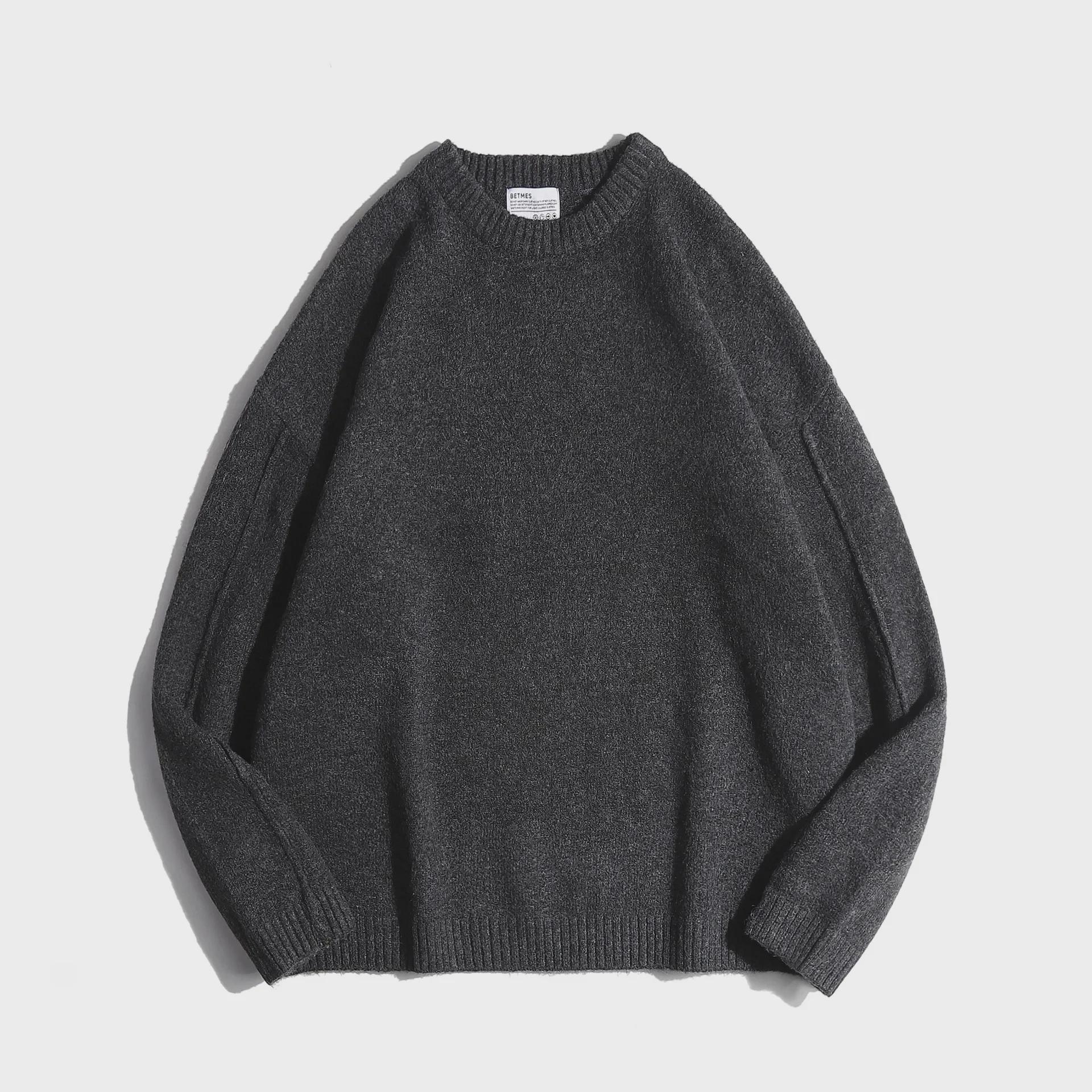 

Вязаный свитер для мальчиков осень/зима 2024 года в стиле ретро-колледж — однотонный, свободный крой M