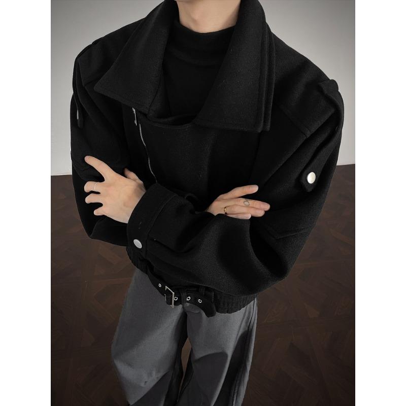 Giacca Casual Corta da Uomo in Lana Grigia Monocolore con Vita Stretta Capospalla Invernale
