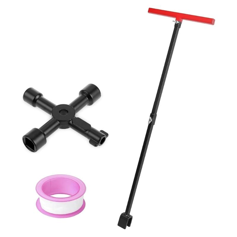 

Регулируемый ключ для водомера Складной стальной Т-образный ключ для воды 4-сторонний многофункциональный ключ для ремонта крана Сантехника 1