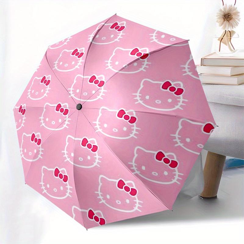 1pc Hello Kitty Pattern Pink Background Umbrella with Plastic Handle,Suitable for All Seasons Home Travel Outdoor UmbrellaSanlio645