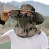 Fischerhut für Herren mit Frontabdeckung, großer Krempe, hohles Netzgewebe, Camouflage-Druck, UV-Schutz, Sonnenschutz, schnelltrocknend, hohe Atmungsaktivität im Außenbereich