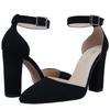 LOSLANDIFEN Women Pumps Sexy Ankle Strap 10CM Thick Heel Large Size Pointed Toes High Heels Black Party Dress Wedding Shoes