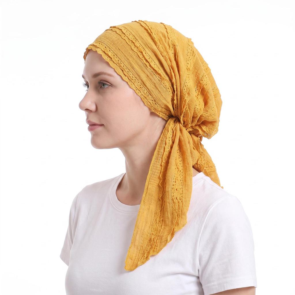 Women's Lace Headwrap Turban Pullover Hat with Tail for Casual Daily Wear